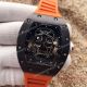 2017 Replica Richard Mille RM 052 Watch Black plated Skull Dial Orange rubber  (2)_th.jpg